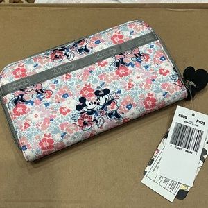 Disney Mickey Minnie Mouse Le Sportsac spring fling floral full size zip wallet
